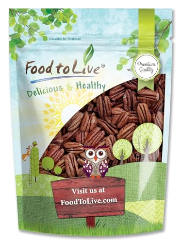 Food to Live - Dry Roasted Pecan Halves with Himalayan Salt, 4 Ounces - Oven Roasted Lightly Salted Pecan Nuts, Good Source of Protein and Fiber