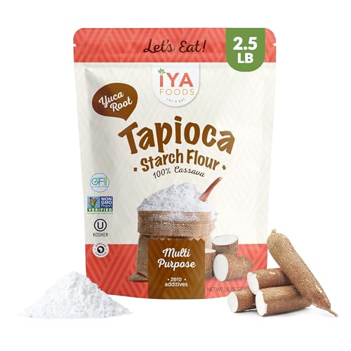 Iya Foods Tapioca Starch Flour - all purpose flour, Grain-Free, Non-GMO & Kosher verified - Multi purpose Substitute; Made From 100% Yuca Root - Zero Additives & Preservatives - 2.5lb Pack